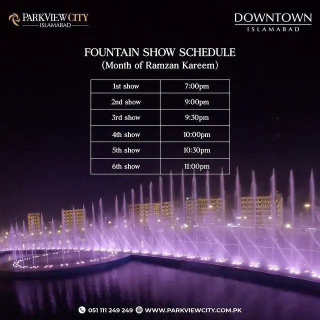 Fountain Show Schedule During Ramzan