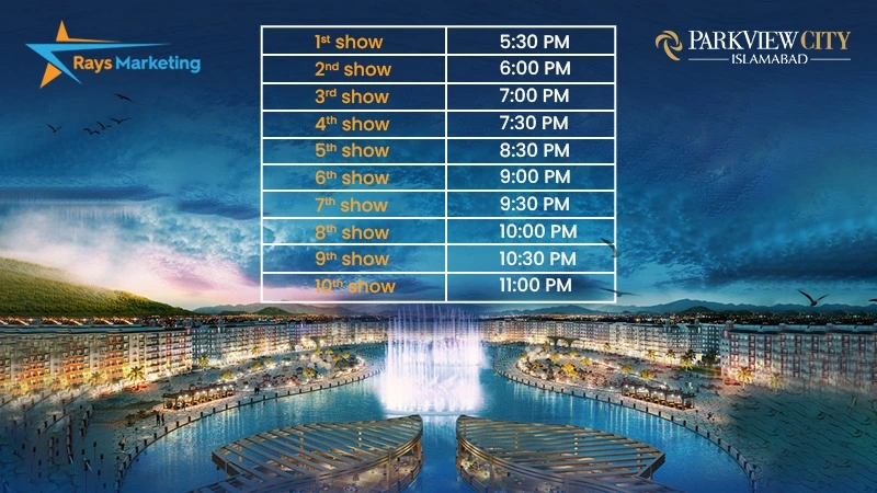 Park View City Dancing Fountain Show Timing Schedule